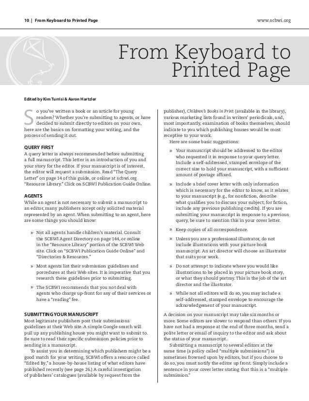 from keyboard to printed page 2010_update scbwi the book book manuscript