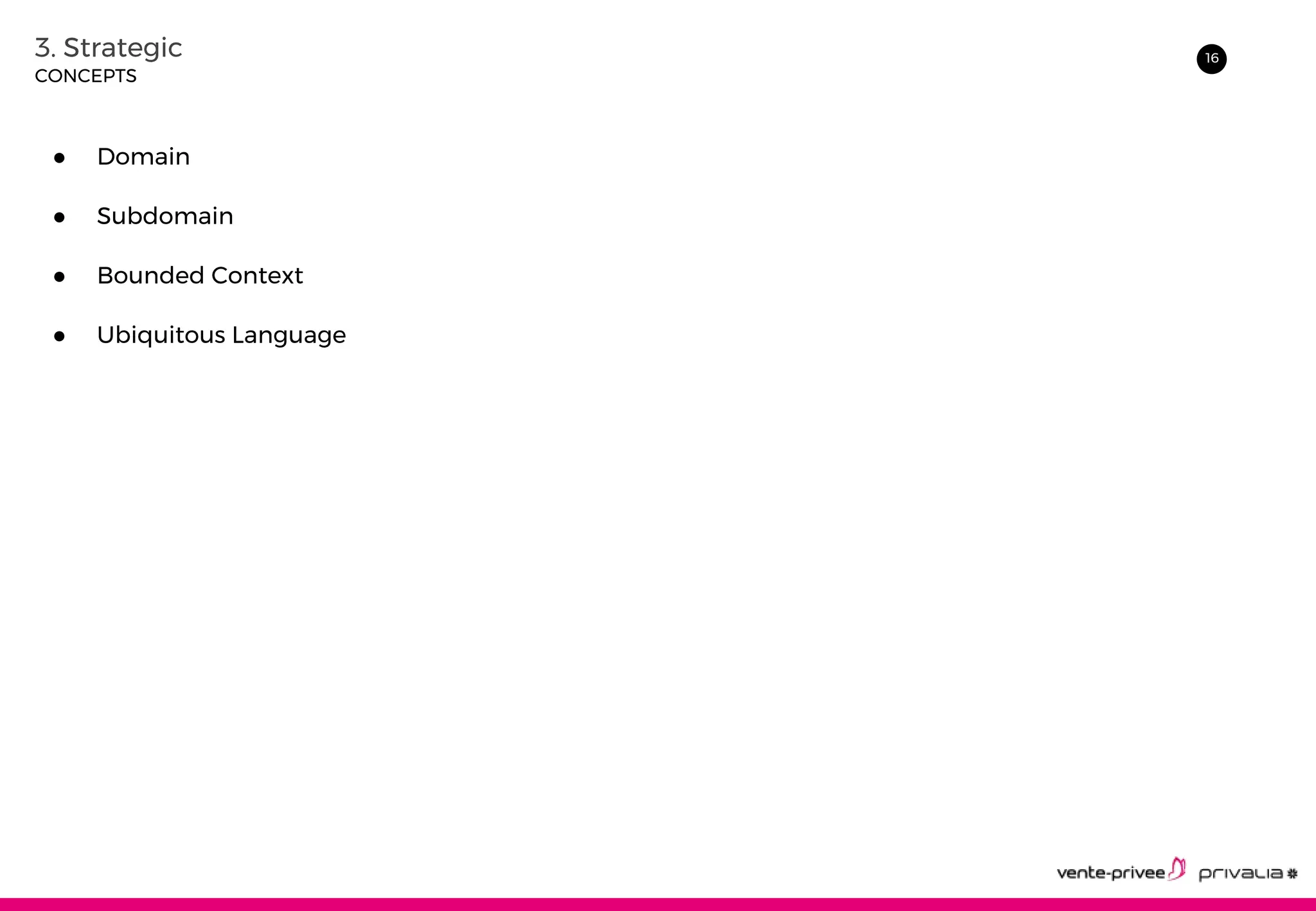 163. Strategic
● Domain
● Subdomain
● Bounded Context
● Ubiquitous Language
CONCEPTS
 