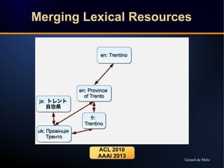 Merging Lexical Resources 
ACL 2010 
AAAI 2013 
Gerard de Melo 
 