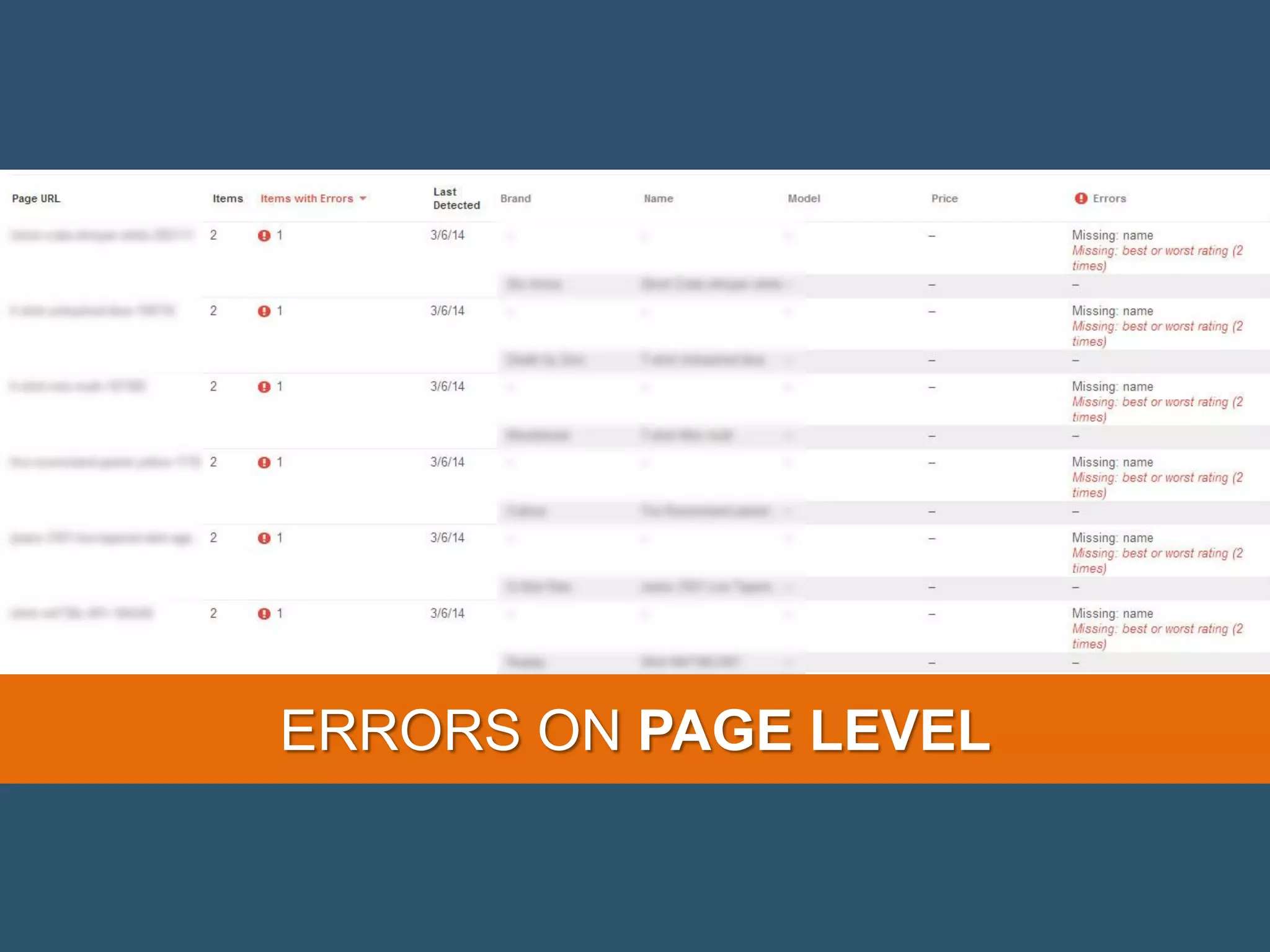 ERRORS ON PAGE LEVEL 