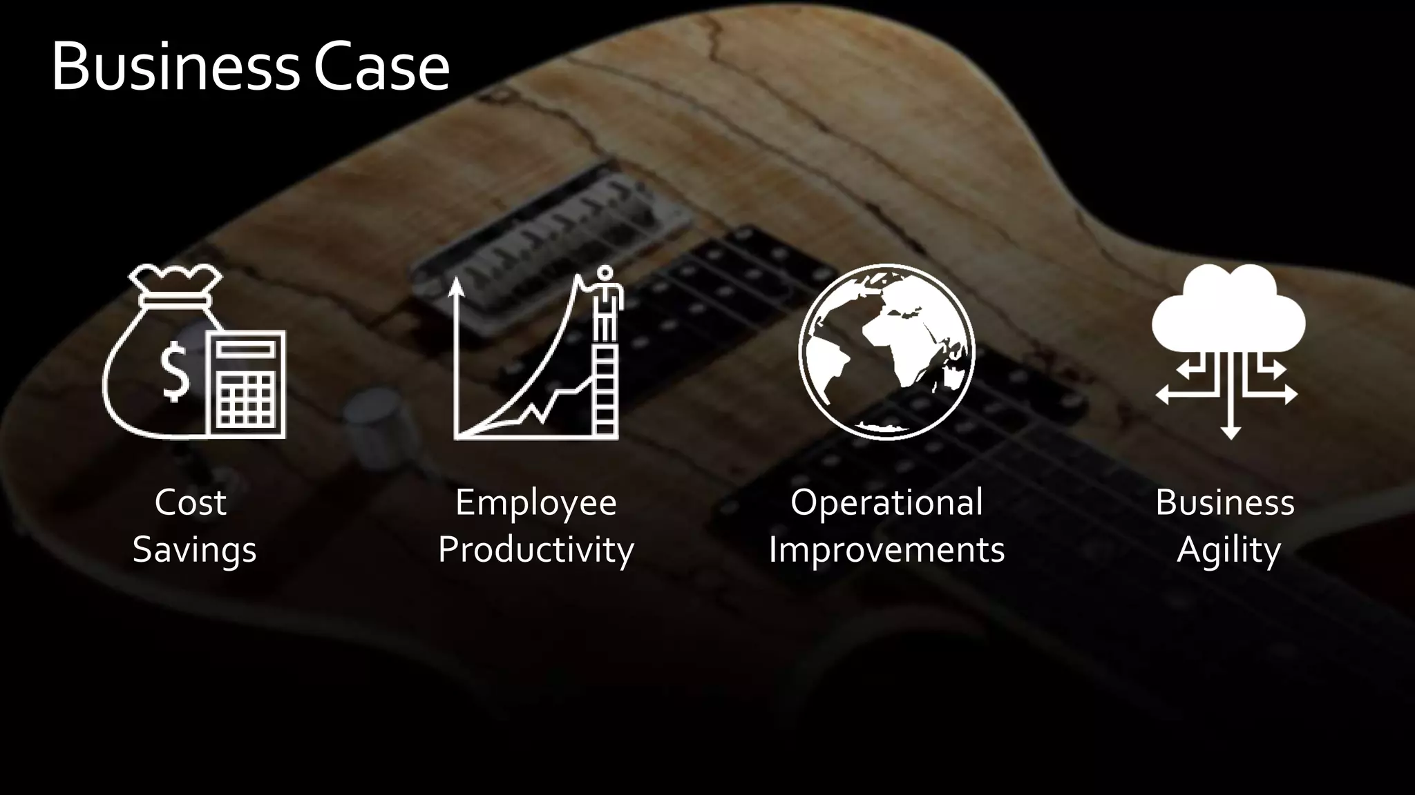 © 2018, Amazon Web Services, Inc. or its affiliates. All rights reserved.
BusinessCase
Cost
Savings
Employee
Productivity
Operational
Improvements
Business
Agility
 