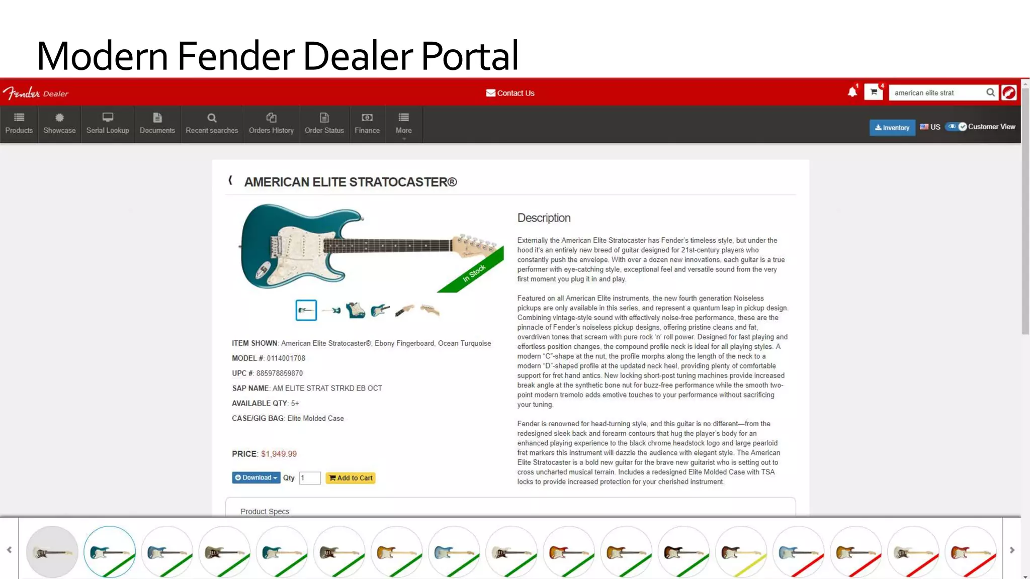 © 2018, Amazon Web Services, Inc. or its affiliates. All rights reserved.
Modern Fender Dealer Portal
 
