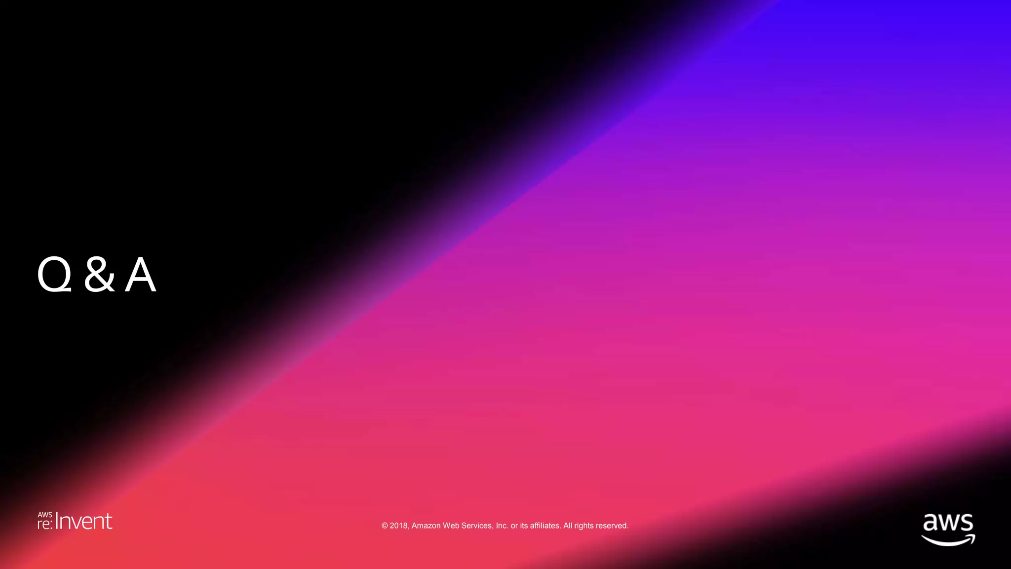 © 2018, Amazon Web Services, Inc. or its affiliates. All rights reserved.
 