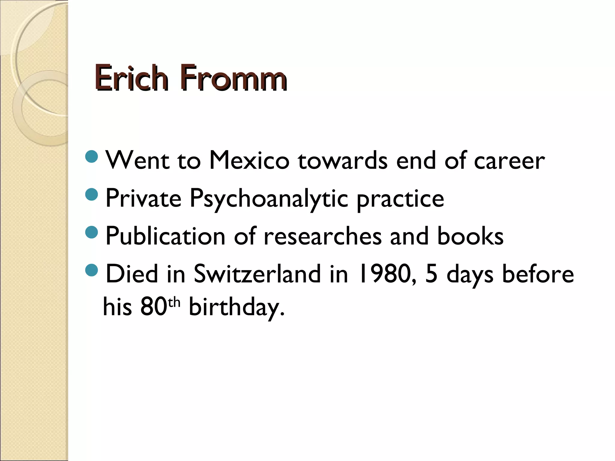 Fromm's humanistic psychoanalysis | PPT