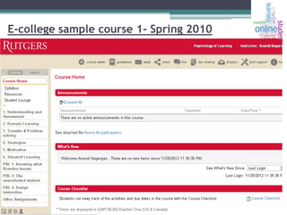 E-college sample course 1- Spring 2010

 