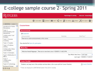 E-college sample course 2- Spring 2011

 