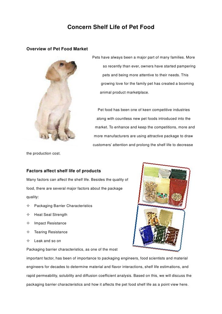 Concern Shelf Life of Pet Food