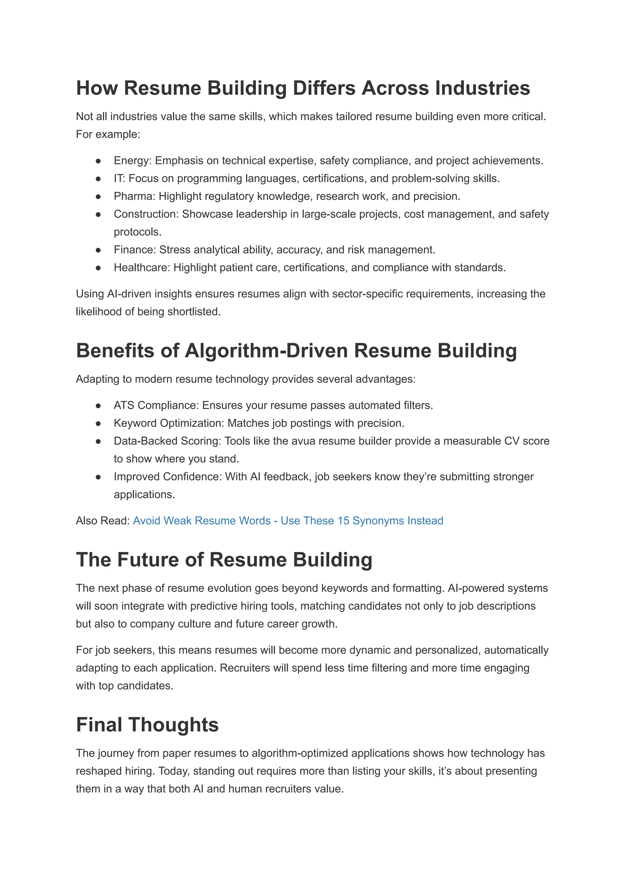 From Paper to Algorithm: The Evolution of Resume Building | PDF