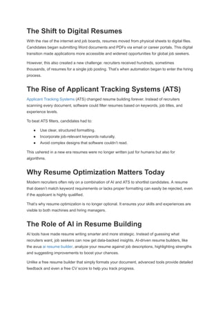 From Paper to Algorithm: The Evolution of Resume Building | PDF