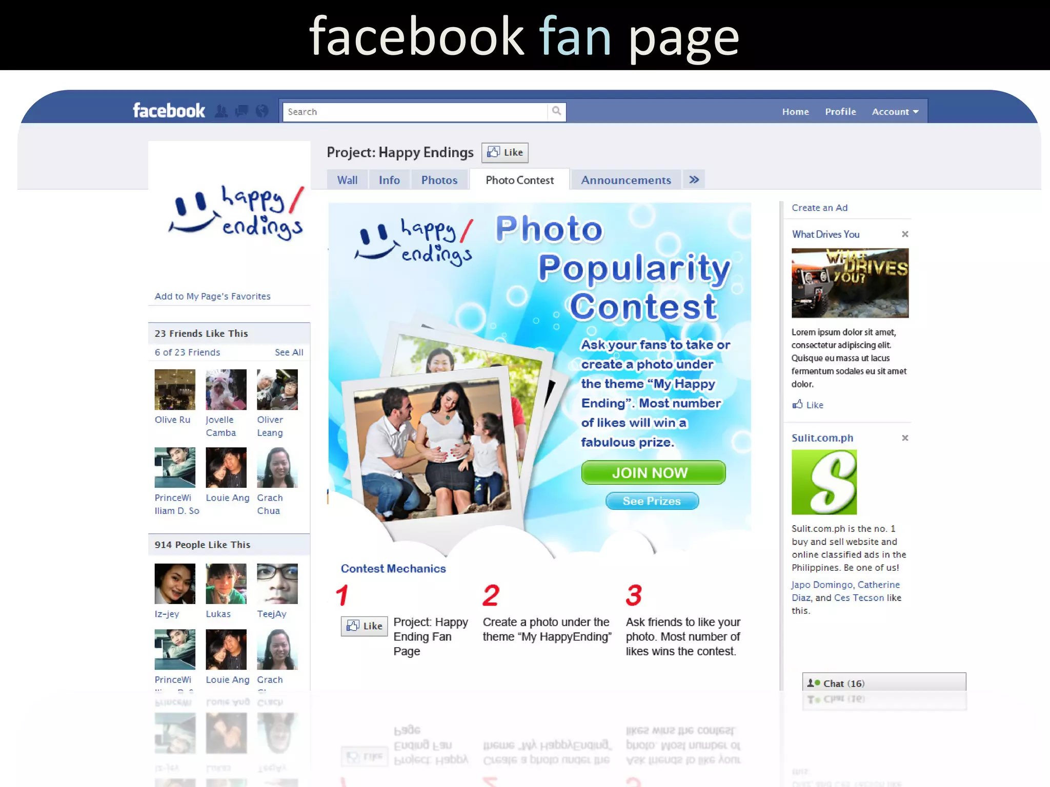 facebook fan page
 
