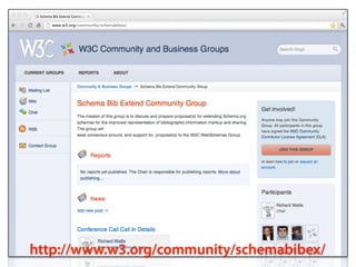 http://www.w3.org/community/schemabibex/
 