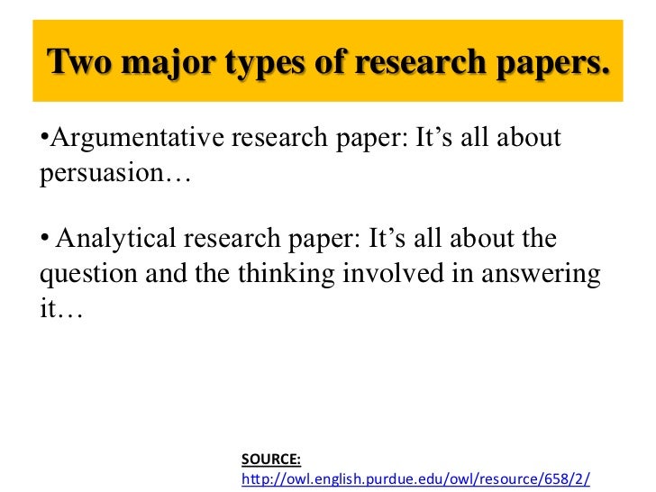 What are the two major types of research papers