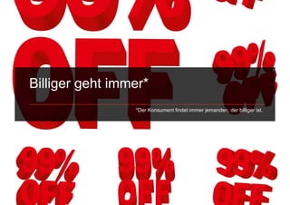 Billiger geht immer*
                 *Der Konsument findet immer jemanden, der billiger ist.
 