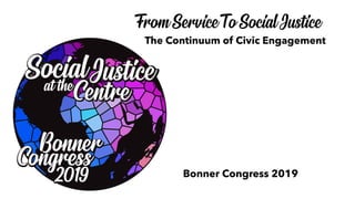 The Continuum of Civic Engagement
From Service To Social Justice
Bonner Congress 2019
 