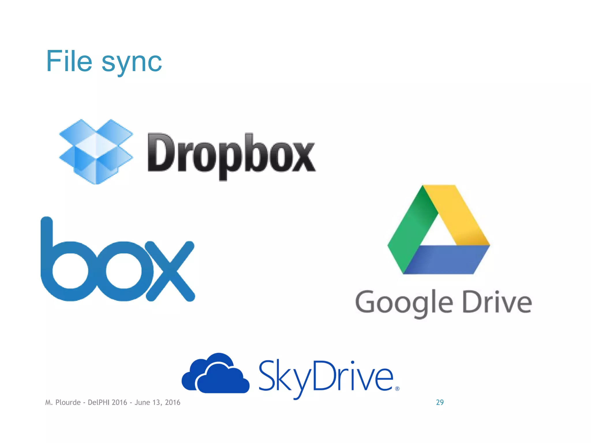 File sync
M. Plourde - DelPHI 2016 - June 13, 2016 29
 