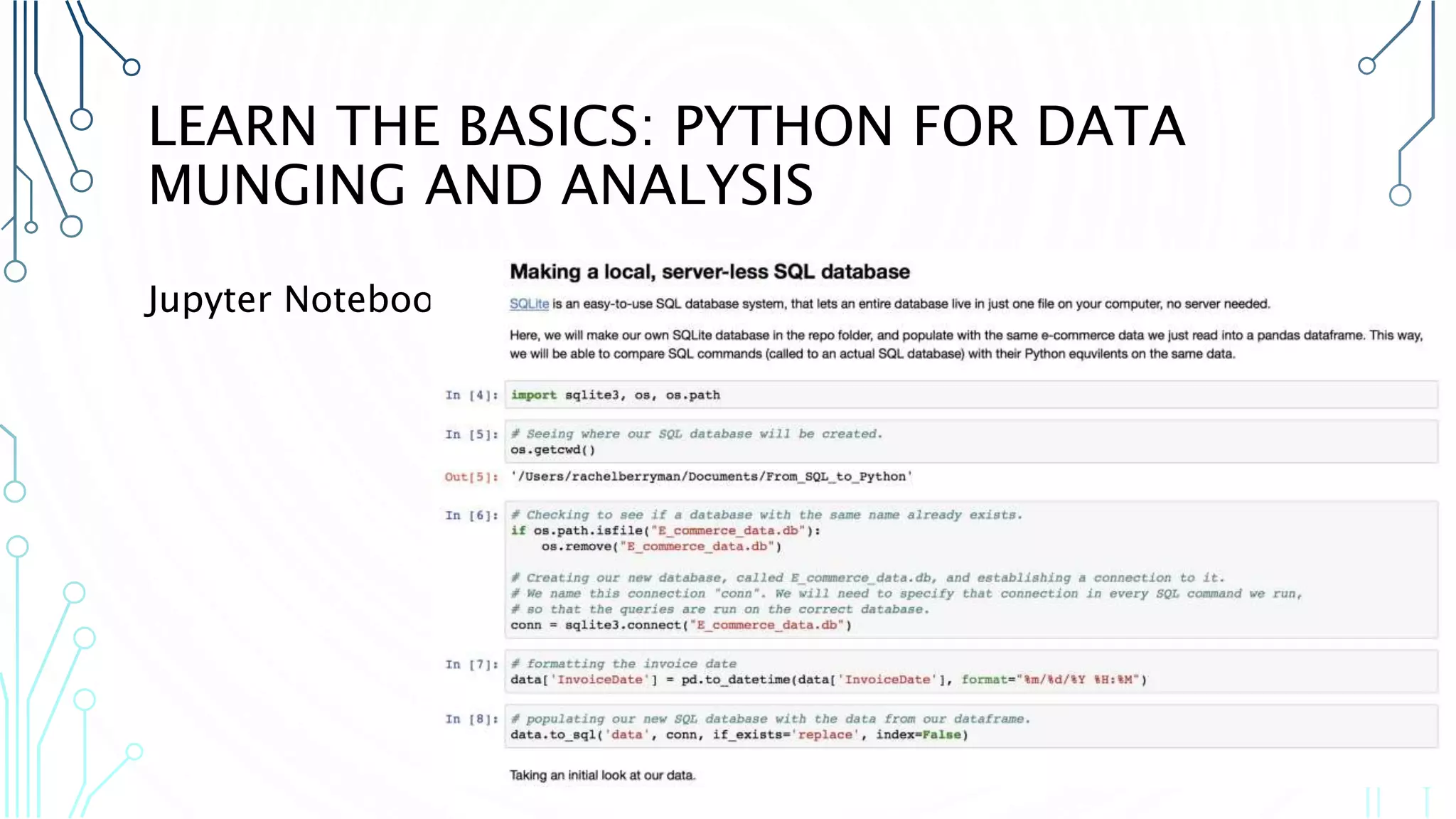 LEARN THE BASICS: PYTHON FOR DATA MUNGING AND ANALYSIS Jupyter Notebook 