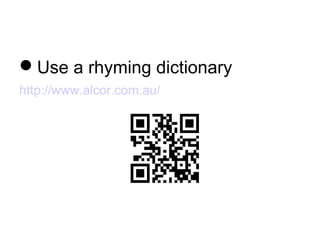 Use a rhyming dictionary
http://www.alcor.com.au/
 