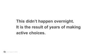From Startup to Stable
This didn’t happen overnight.
It is the result of years of making
active choices.
 