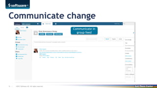 Communicate change
Communicate in
group feed

16 |

©2013 Software AG. All rights reserved. For internal use only

 