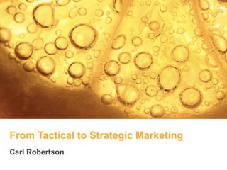 From Tactical to Strategic Marketing 
Carl Robertson 
 