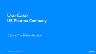 © 2023 Neo4j, Inc. All rights reserved.
© 2023 Neo4j, Inc. All rights reserved.
34
Use Case
US Pharma Company
Clinical Trial PI Identiﬁcation
 