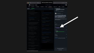 Technical debt inventory
 