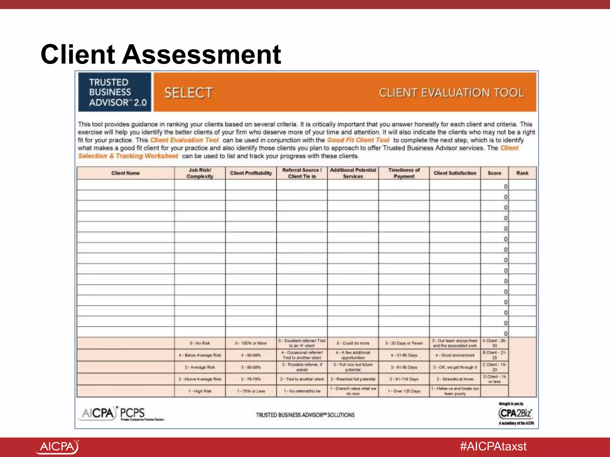 #AICPAtaxst
Client Assessment
 