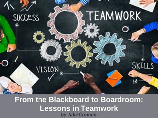 From the Blackboard to Boardroom:
Lessons in Teamwork
by Jake Croman
 