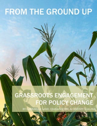 GRASSROOTS ENGAGEMENT
FOR POLICY CHANGE
FROM THE GROUND UP
BY GABRAELLE LANE, QIANA MICKIE, & LINDSEY SCALERA
 