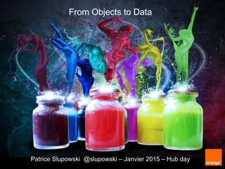 From Objects to Data
Patrice Slupowski @slupowski – Janvier 2015 – Hub day
 