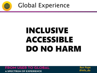 @info_do
Ren Pope
@info_do
Ren Pope
Global Experience
DO NO HARM
INCLUSIVE
ACCESSIBLE
 