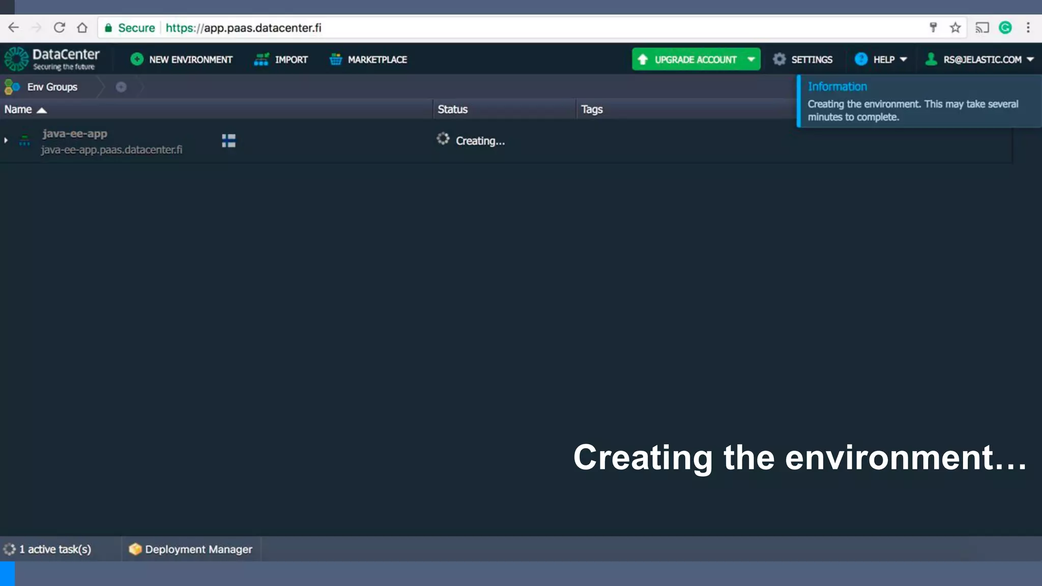 Creating the environment…
 