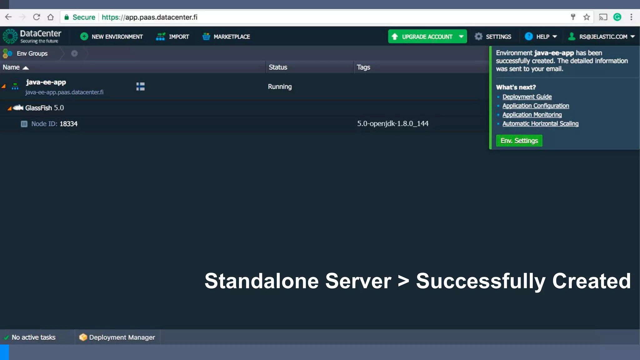 Standalone Server > Successfully Created
 