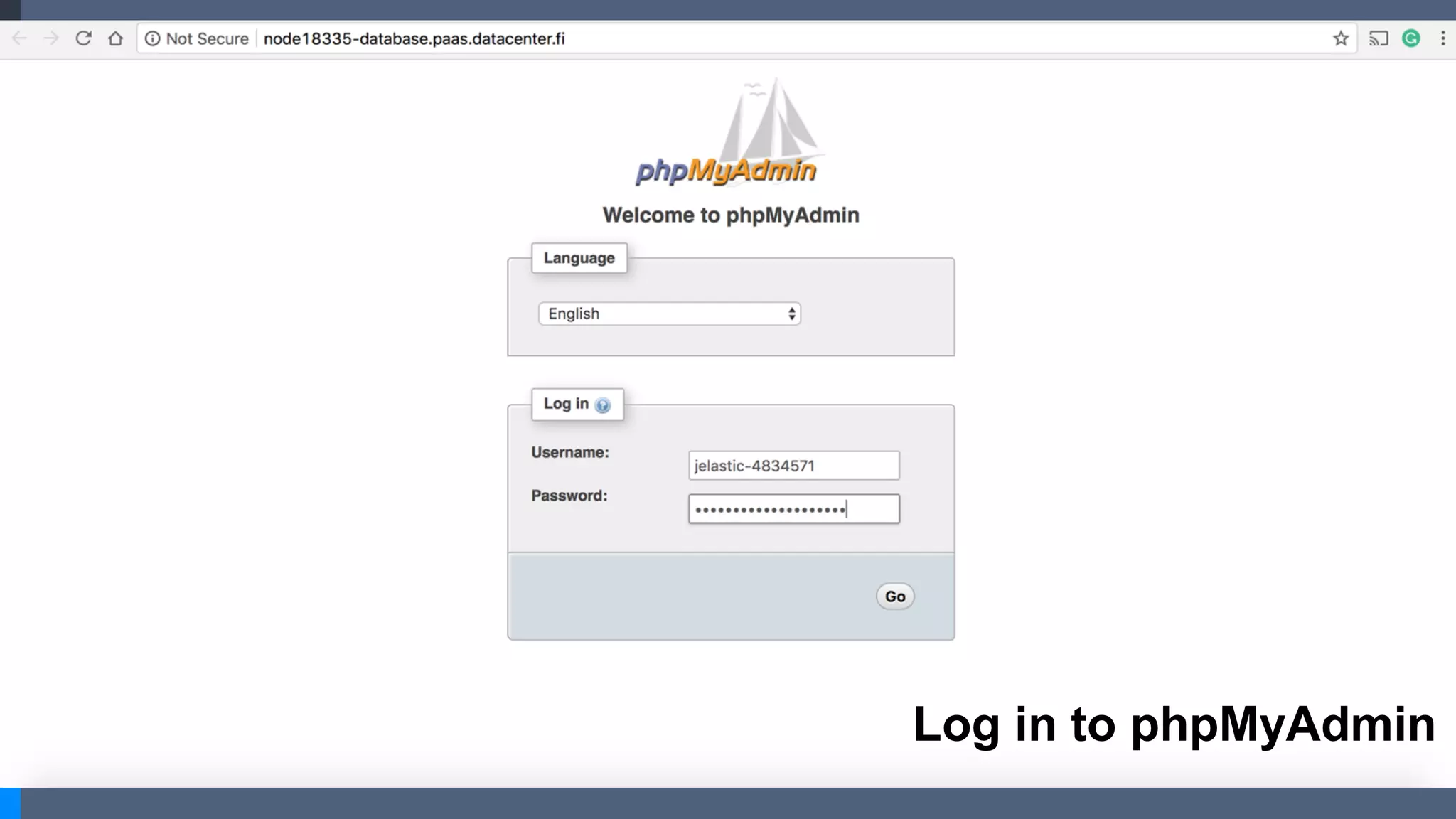 Log in to phpMyAdmin
 