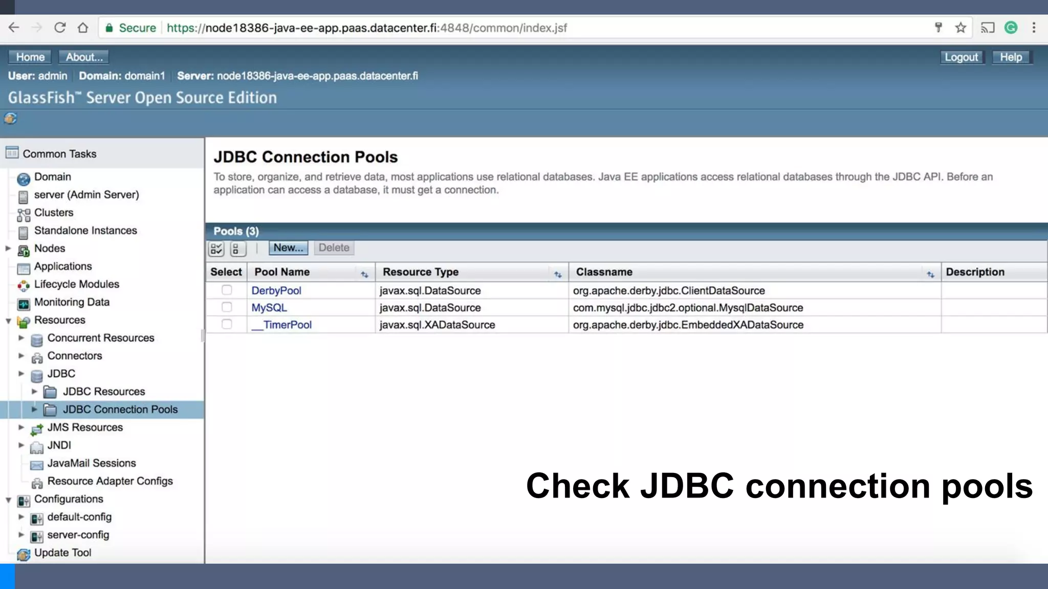 Check JDBC connection pools
 