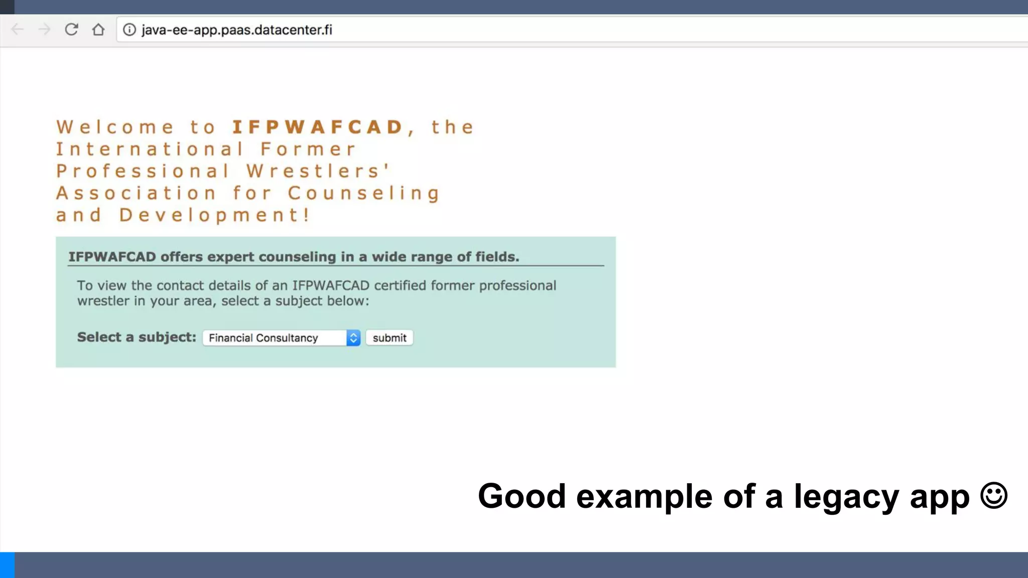 Good example of a legacy app 
 