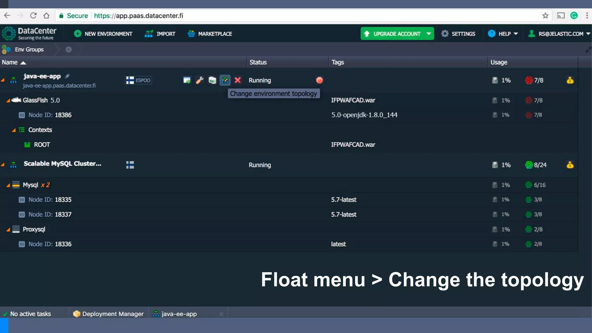 Float menu > Change the topology
 