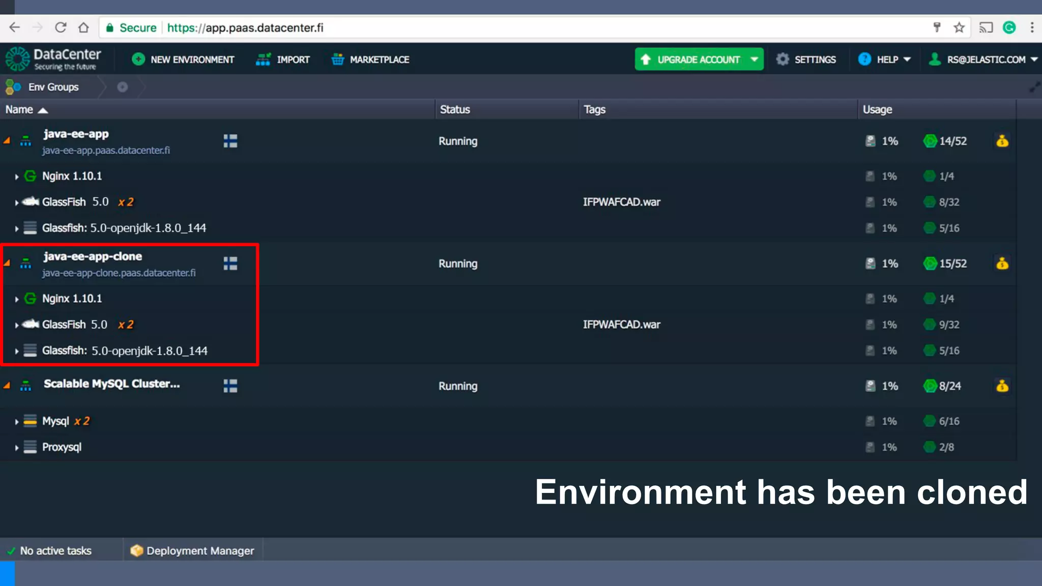 Environment has been cloned
 