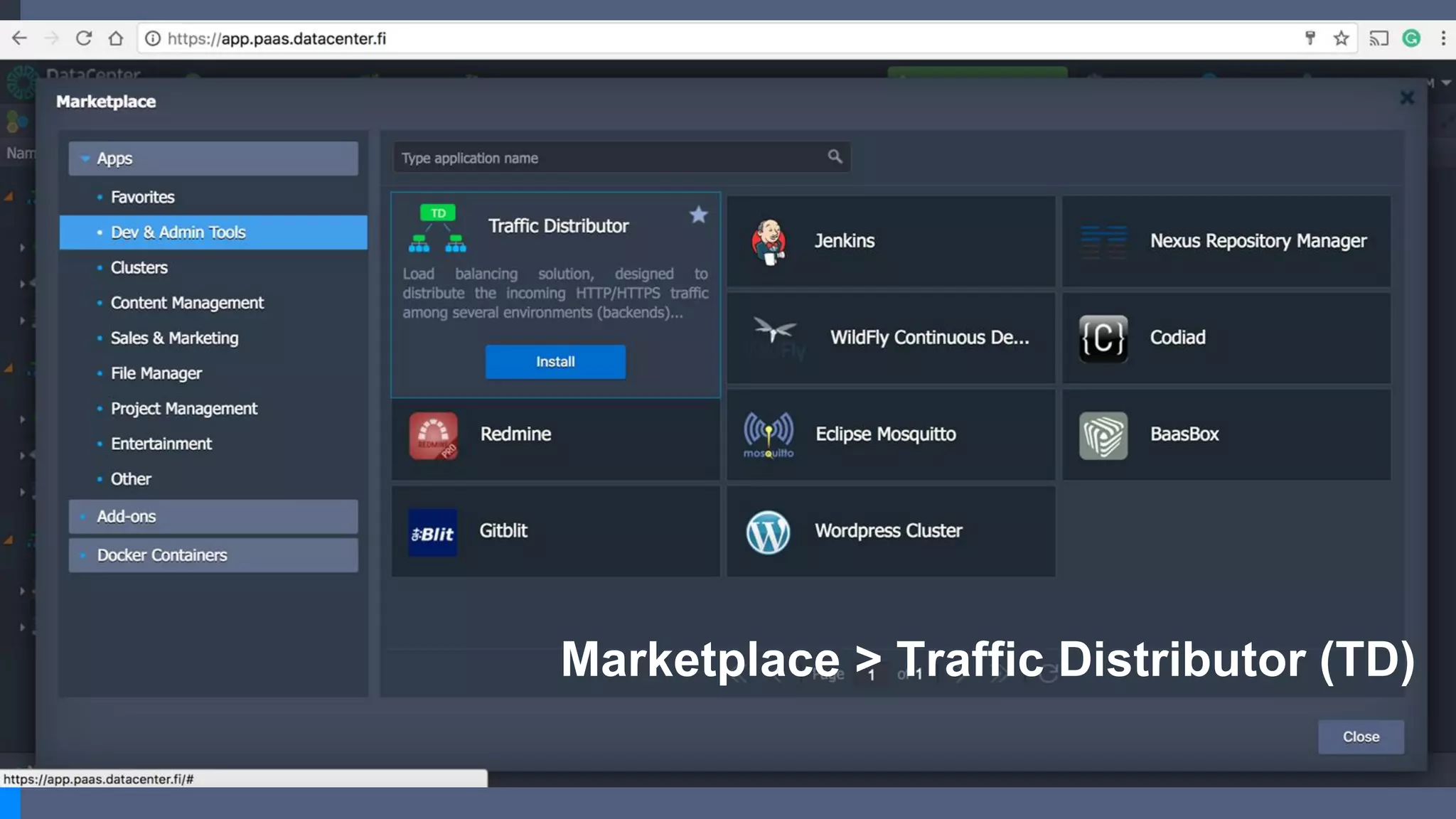 Marketplace > Traffic Distributor (TD)
 
