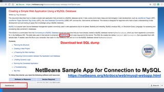 Download test SQL dump
NetBeans Sample App for Connection to MySQL
https://netbeans.org/kb/docs/web/mysql-webapp.html
 