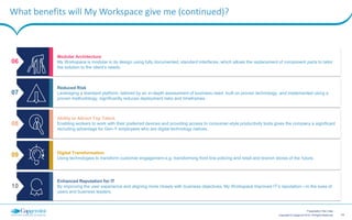 14Copyright © Capgemini 2015. All Rights Reserved
Presentation Title | Date
Next steps
Arrange a personalized demo of
My Workspace.
Visit www.capgemini.com for additional
information about the My Experience
portfolio or the full spectrum of
Capgemini services.
 