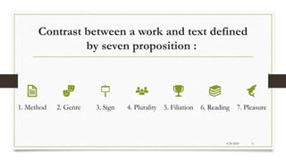 From work to text by Roland barthes in English literature | PPTX