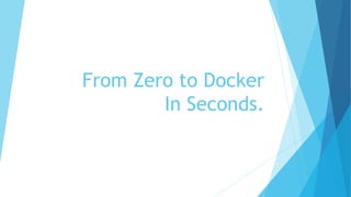 From Zero to Docker
In Seconds.
 