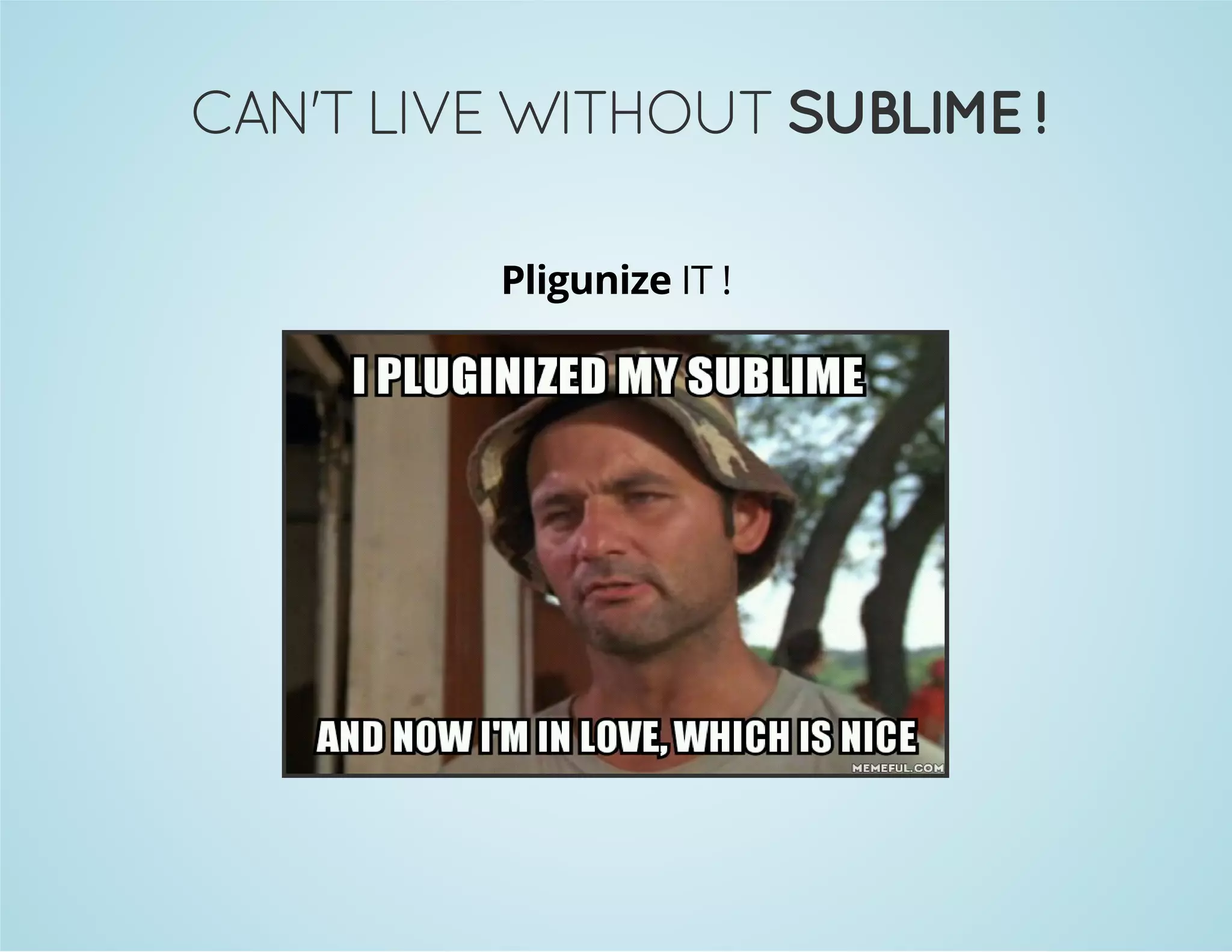 CAN'T LIVE WITHOUT SUBLIME ! 
Pligunize IT ! 
 