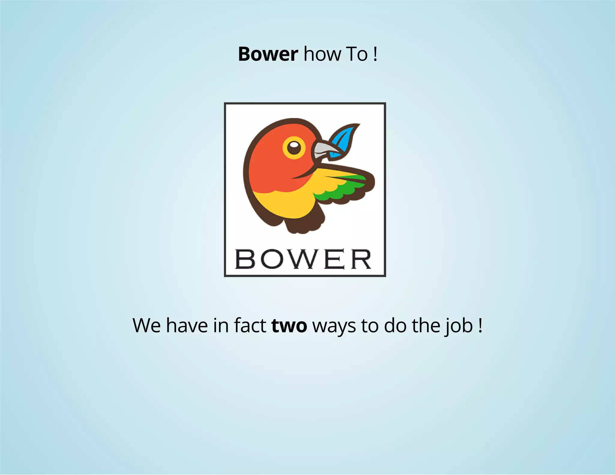 Bower how To ! 
We have in fact two ways to do the job ! 
 