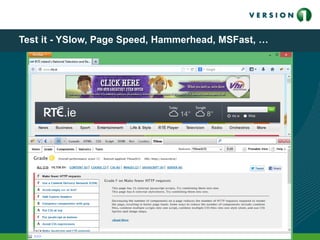 Test it - YSlow, Page Speed, Hammerhead, MSFast, …
 