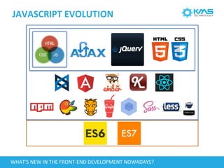 WHAT'S NEW IN THE FRONT-END DEVELOPMENT NOWADAYS?
JAVASCRIPT EVOLUTION
 