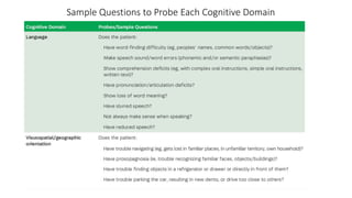Sample Questions to Probe Each Cognitive Domain
 