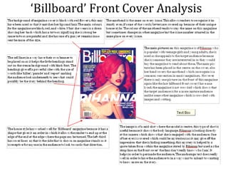 ‘ Billboard’ Front Cover Analysis  