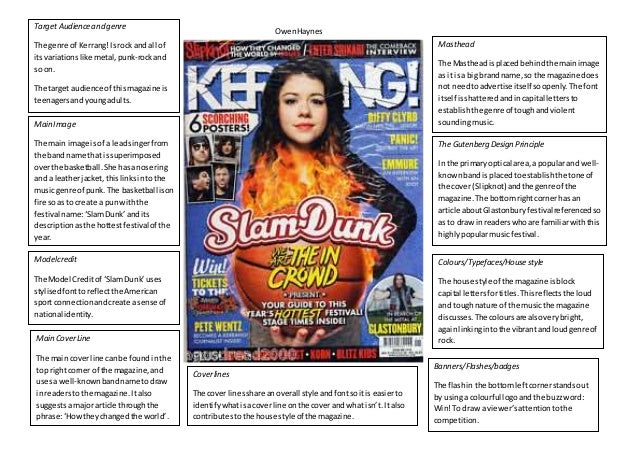front cover analysis kerrang